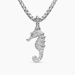 SEAHORSE AMULET Sterling Silver with Diamonds, 22mm