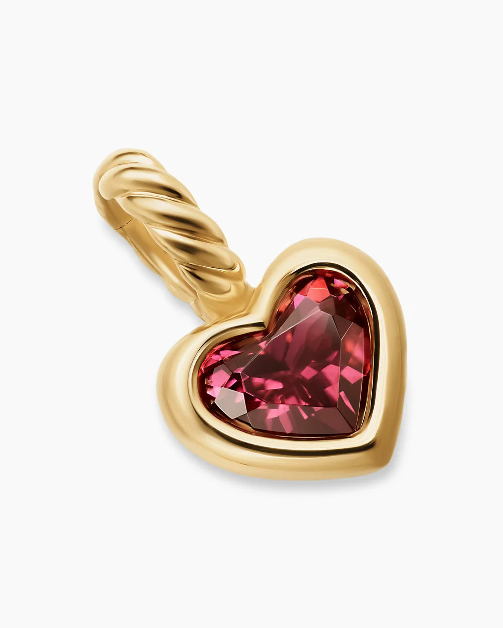 MINI HEART AMULET 18K Yellow Gold with Rhodolite Garnet, 7.2mm