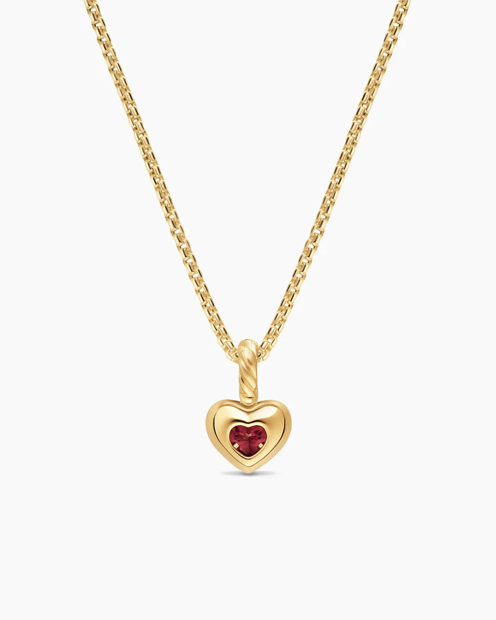 MINI HEART AMULET 18K Yellow Gold with Rhodolite Garnet, 7.2mm
