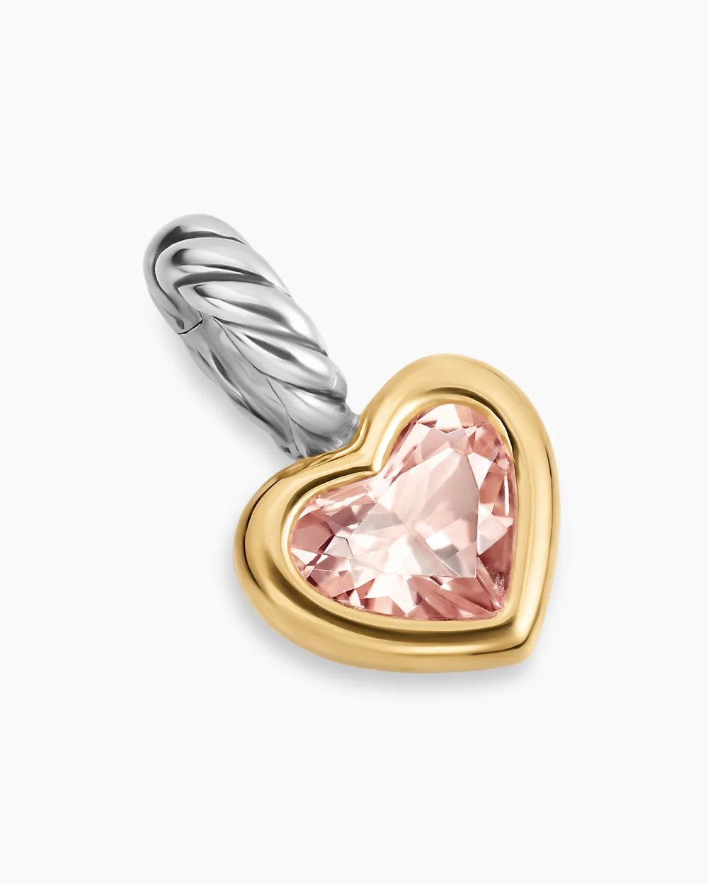 MINI HEART AMULET Sterling Silver with 14K Yellow Gold and Morganite, 7.2mm