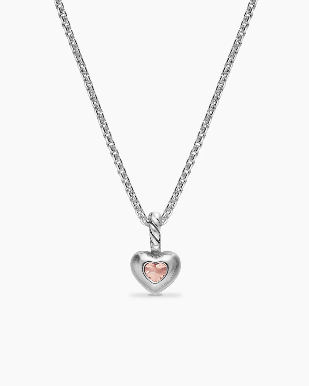 MINI HEART AMULET Sterling Silver with 14K Yellow Gold and Morganite, 7.2mm