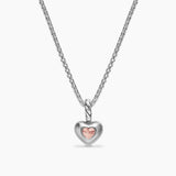 Back of Heart-shaped pendant necklace with pink heart on a white background