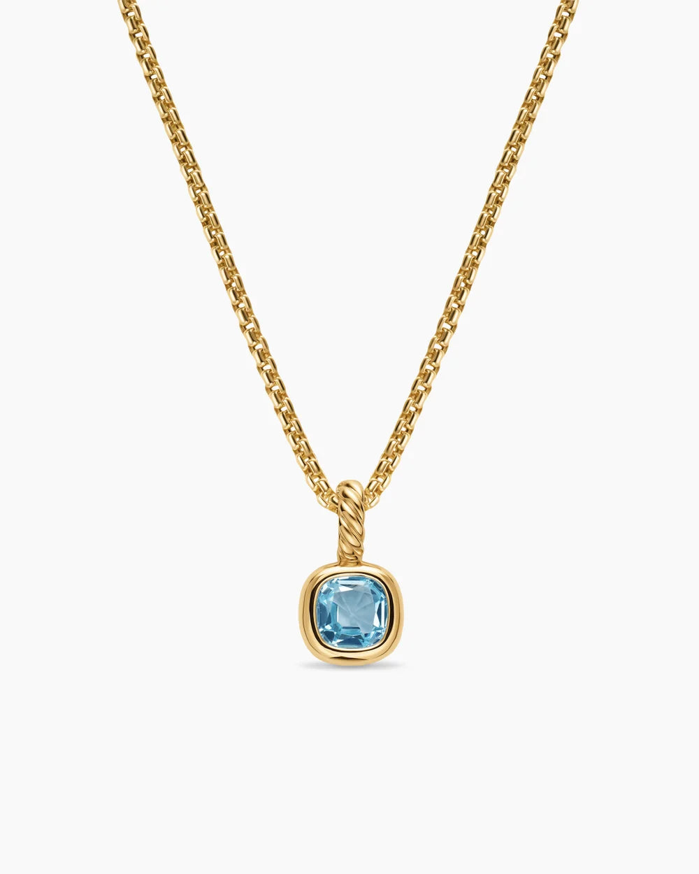 MINI CUSHION CUT AMULET 18K Yellow Gold with Sky Blue Topaz, 5.5mm