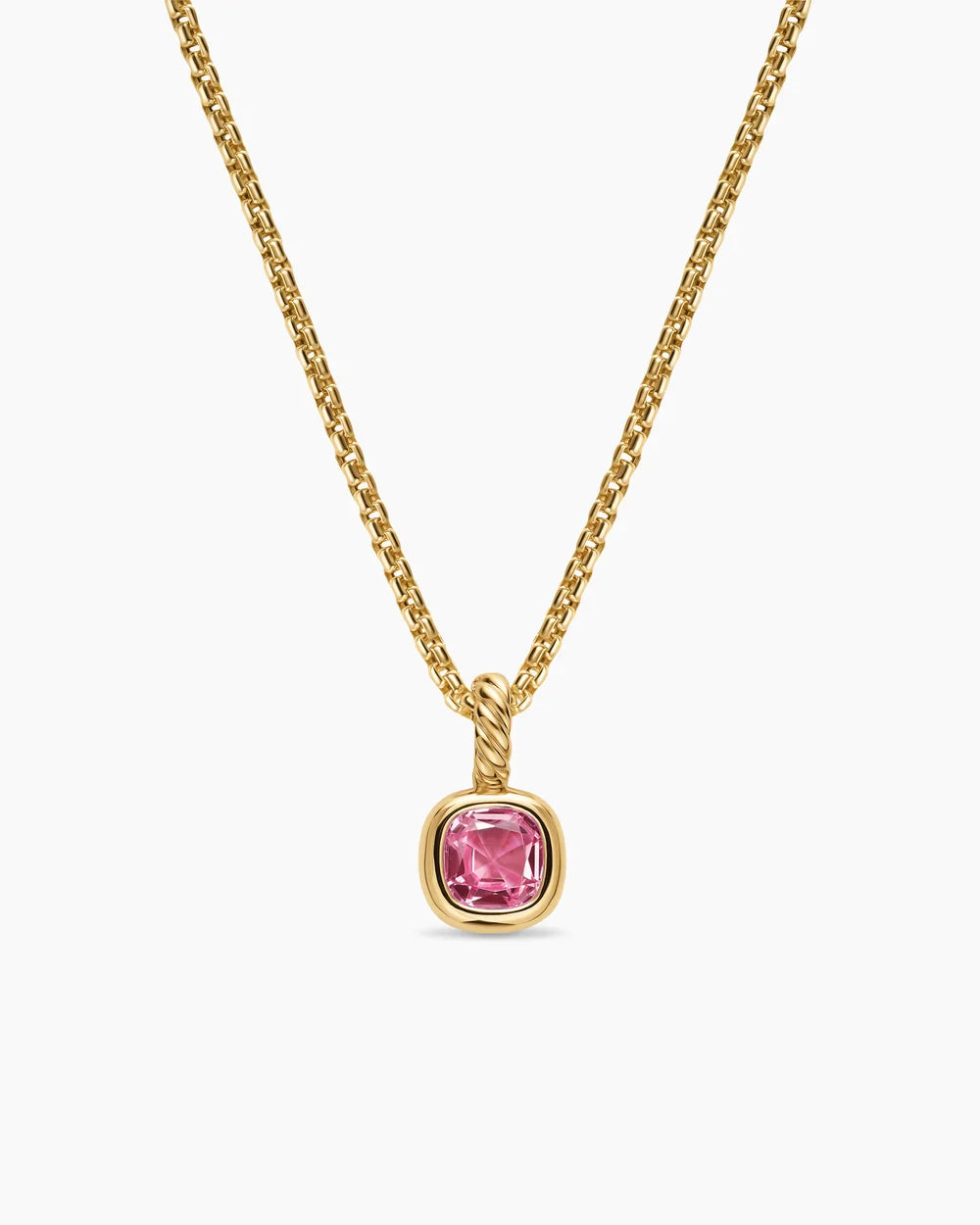 MINI CUSHION CUT AMULET 18K Yellow Gold with Pink Tourmaline, 5.5mm