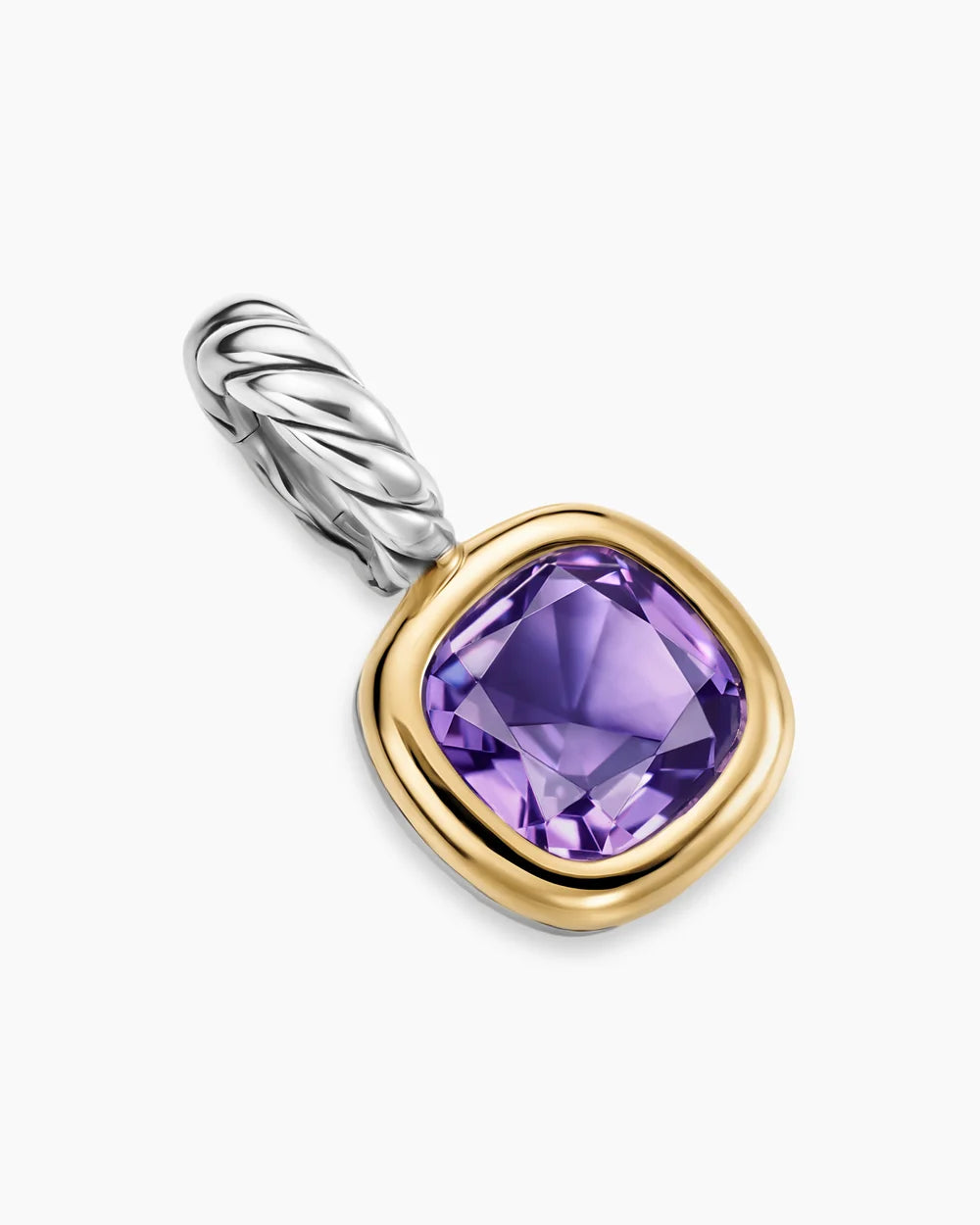 MINI CUSHION CUT AMULET Sterling Silver with 14K Yellow Gold and Amethyst, 5.5mm