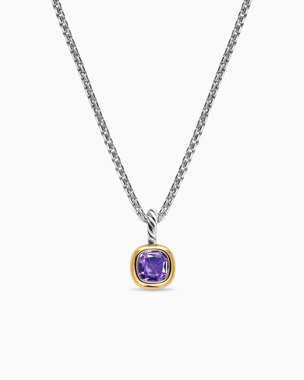 MINI CUSHION CUT AMULET Sterling Silver with 14K Yellow Gold and Amethyst, 5.5mm
