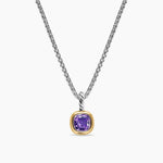 MINI CUSHION CUT AMULET Sterling Silver with 14K Yellow Gold and Amethyst, 5.5mm