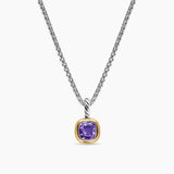 MINI CUSHION CUT AMULET Sterling Silver with 14K Yellow Gold and Amethyst, 5.5mm