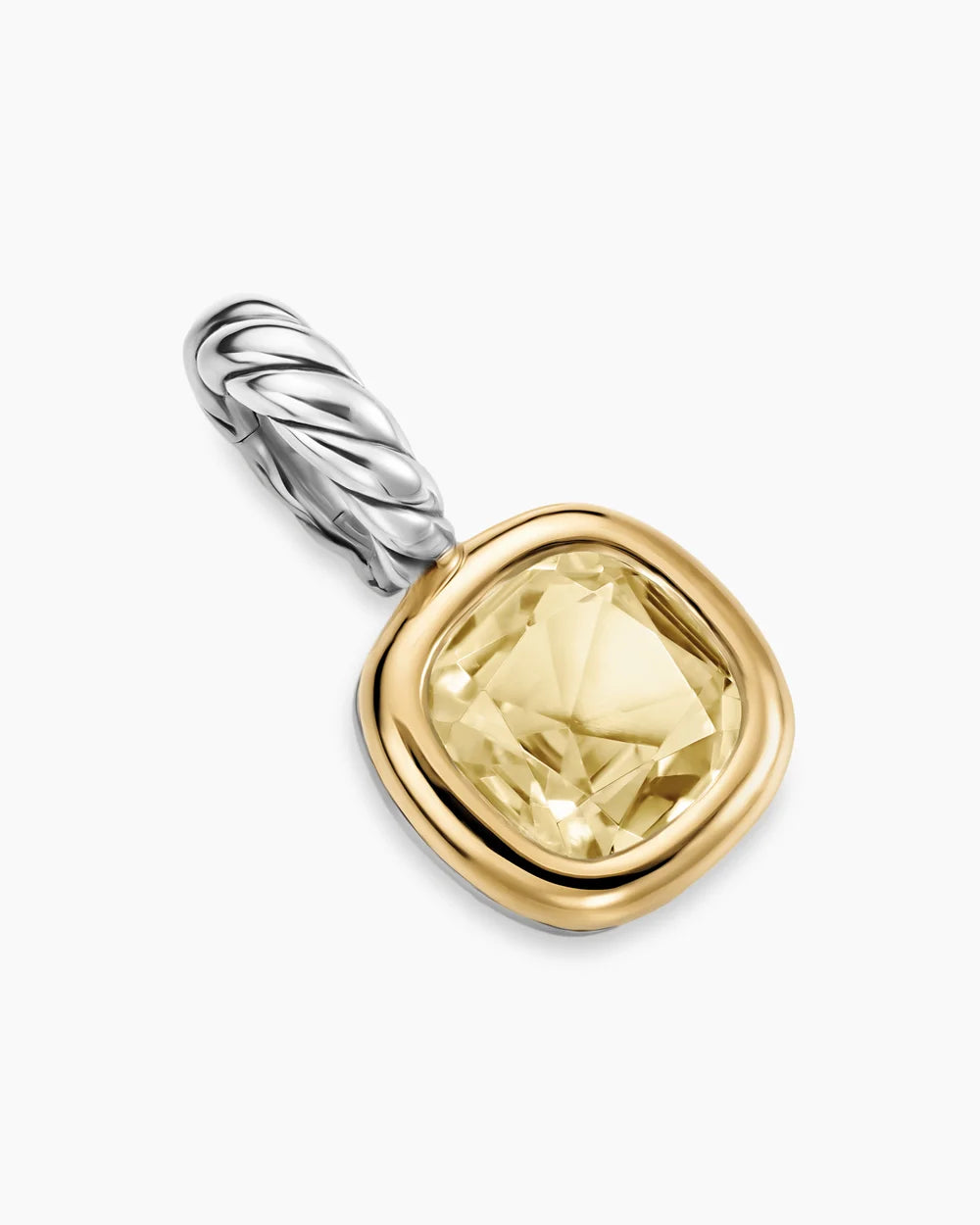 MINI CUSHION CUT AMULET Sterling Silver with 14K Yellow Gold and Champagne Citrine, 5.5mm