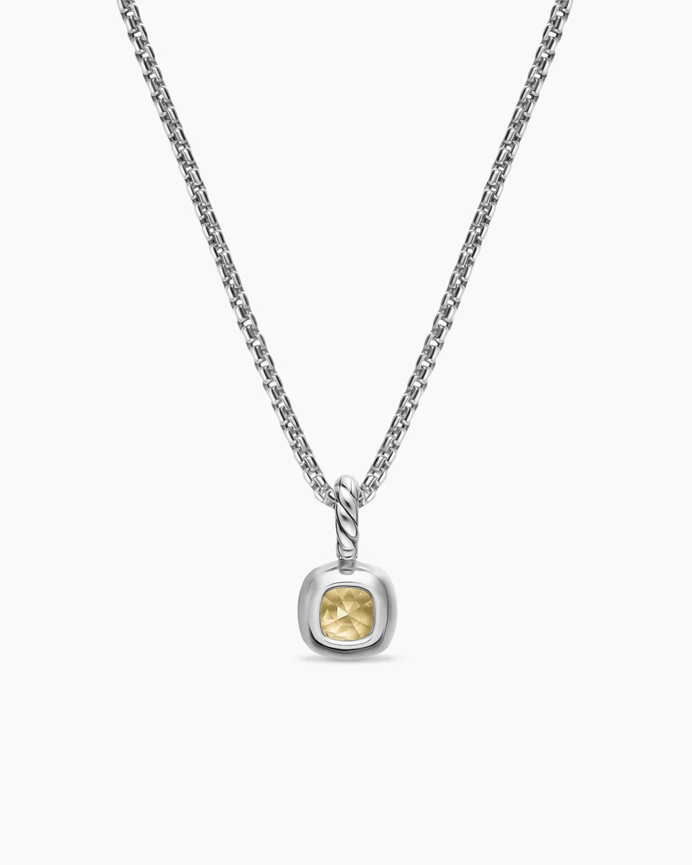MINI CUSHION CUT AMULET Sterling Silver with 14K Yellow Gold and Champagne Citrine, 5.5mm