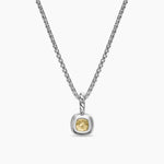 MINI CUSHION CUT AMULET Sterling Silver with 14K Yellow Gold and Champagne Citrine, 5.5mm