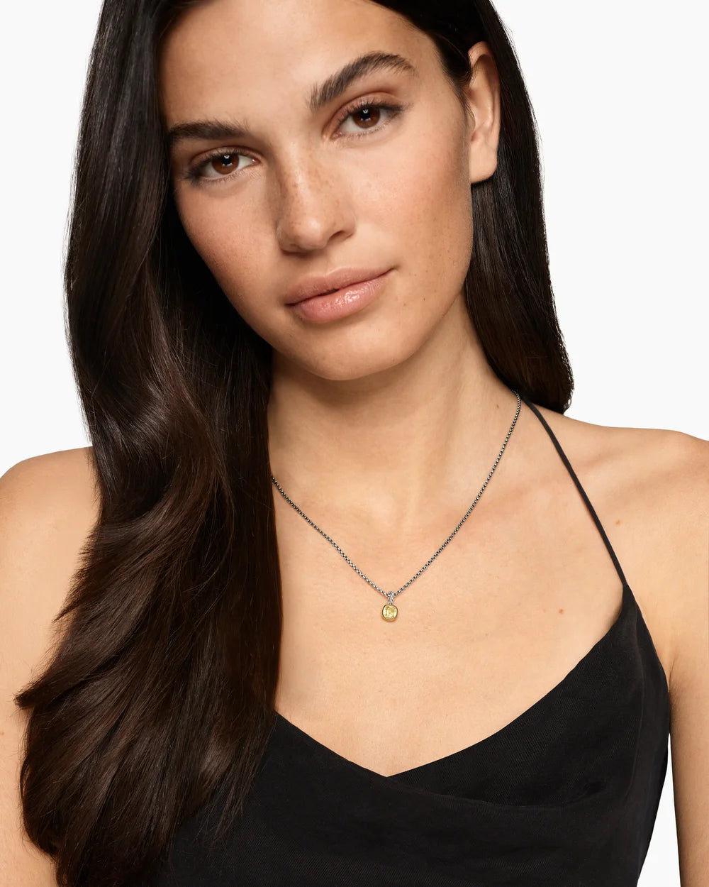 MINI CUSHION CUT AMULET Sterling Silver with 14K Yellow Gold and Champagne Citrine, 5.5mm