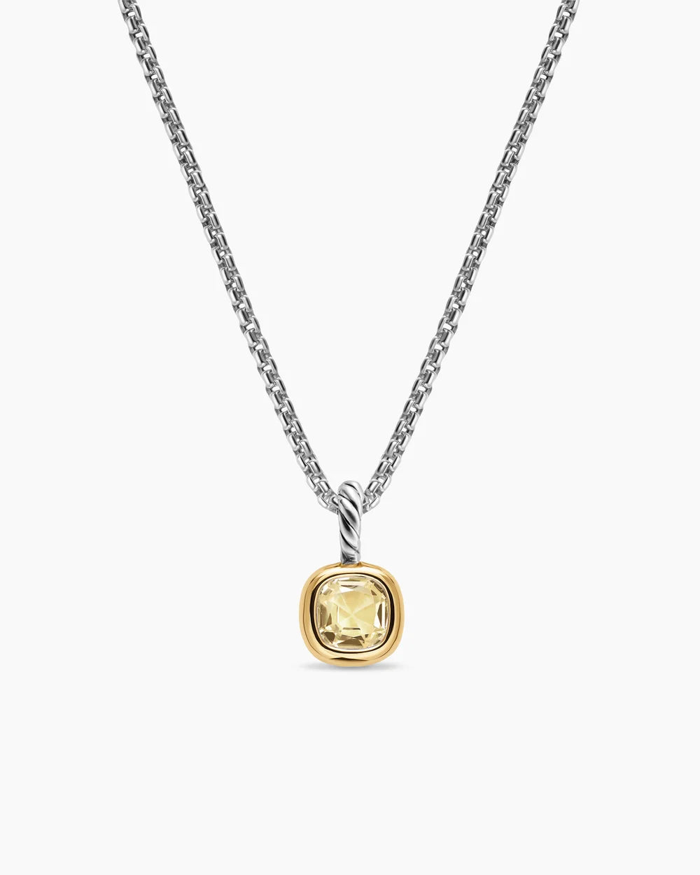 MINI CUSHION CUT AMULET Sterling Silver with 14K Yellow Gold and Champagne Citrine, 5.5mm