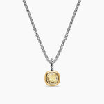 MINI CUSHION CUT AMULET Sterling Silver with 14K Yellow Gold and Champagne Citrine, 5.5mm