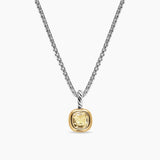 MINI CUSHION CUT AMULET Sterling Silver with 14K Yellow Gold and Champagne Citrine, 5.5mm