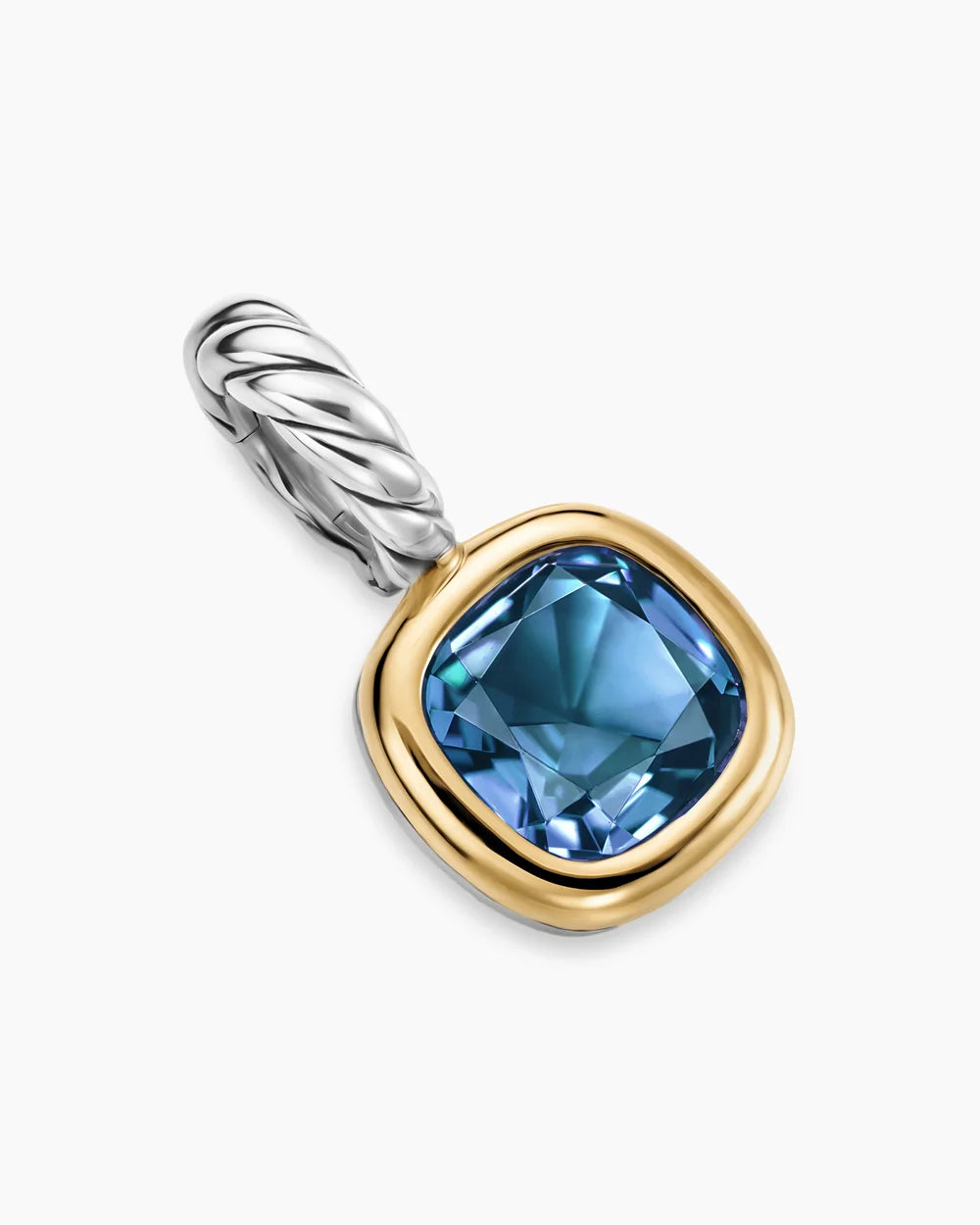 MINI CUSHION CUT AMULET Sterling Silver with 14K Yellow Gold and Hampton Blue Topaz, 5.5mm