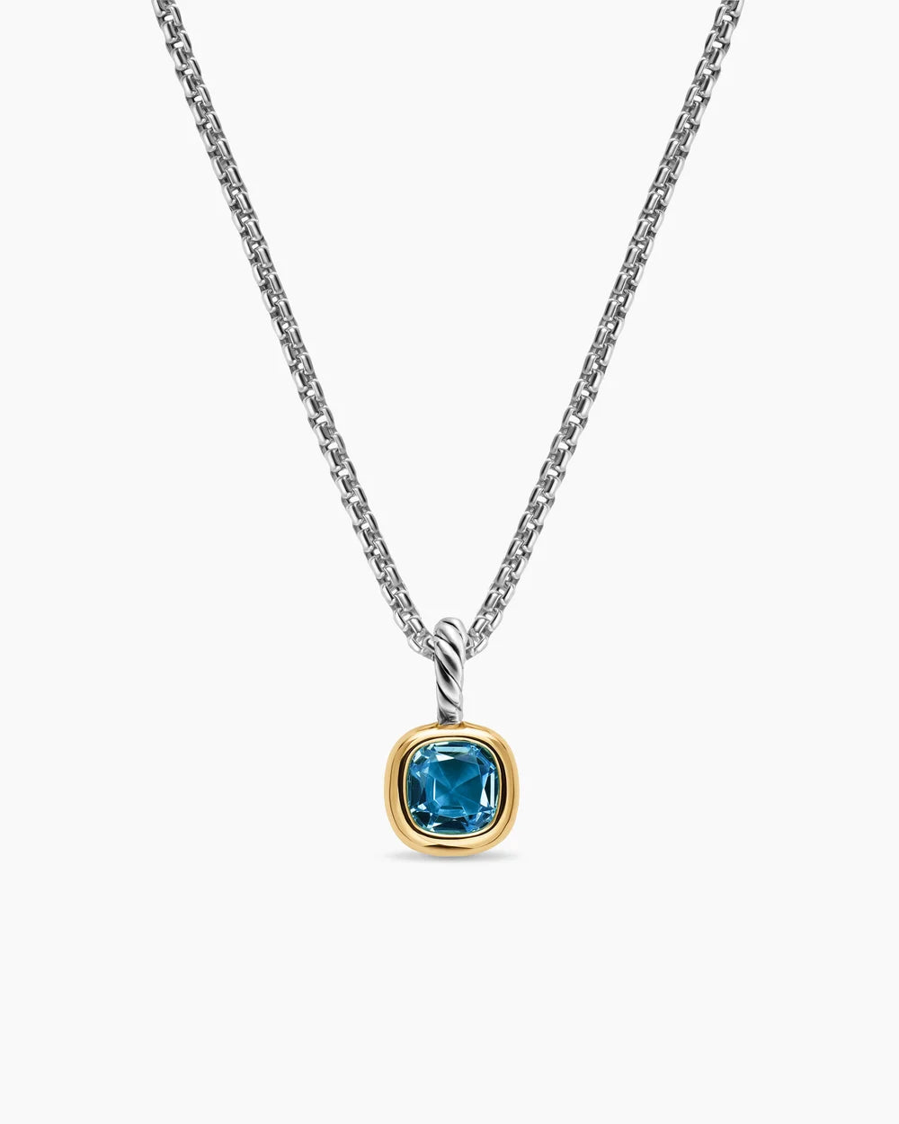 MINI CUSHION CUT AMULET Sterling Silver with 14K Yellow Gold and Hampton Blue Topaz, 5.5mm