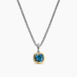 MINI CUSHION CUT AMULET Sterling Silver with 14K Yellow Gold and Hampton Blue Topaz, 5.5mm