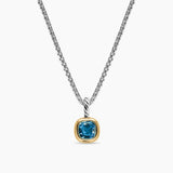 MINI CUSHION CUT AMULET Sterling Silver with 14K Yellow Gold and Hampton Blue Topaz, 5.5mm