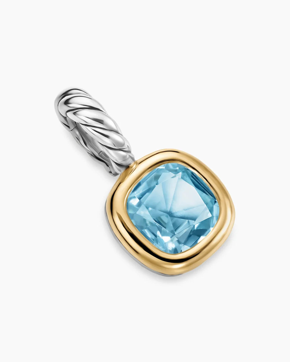 MINI CUSHION CUT AMULET Sterling Silver with 14K Yellow Gold and Sky Blue Topaz, 5.5mm