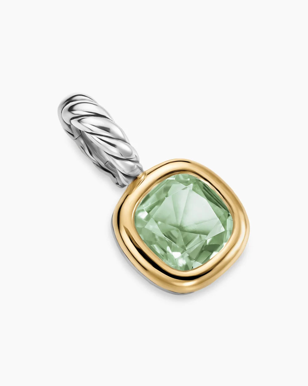 MINI CUSHION CUT AMULET Sterling Silver with 14K Yellow Gold and Prasiolite, 5.5mm