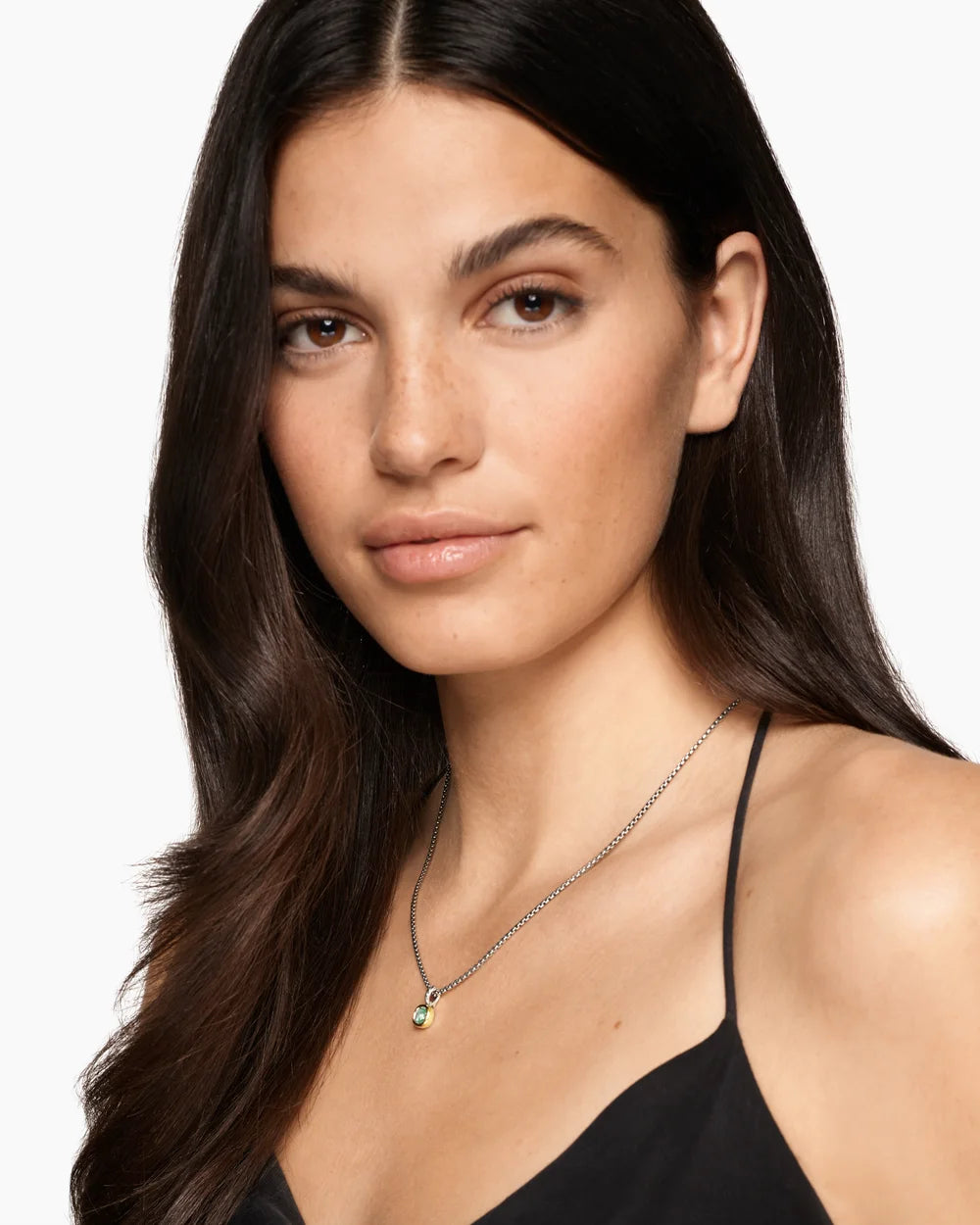 MINI CUSHION CUT AMULET Sterling Silver with 14K Yellow Gold and Prasiolite, 5.5mm