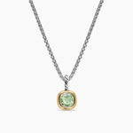 MINI CUSHION CUT AMULET Sterling Silver with 14K Yellow Gold and Prasiolite, 5.5mm