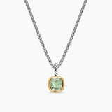 MINI CUSHION CUT AMULET Sterling Silver with 14K Yellow Gold and Prasiolite, 5.5mm