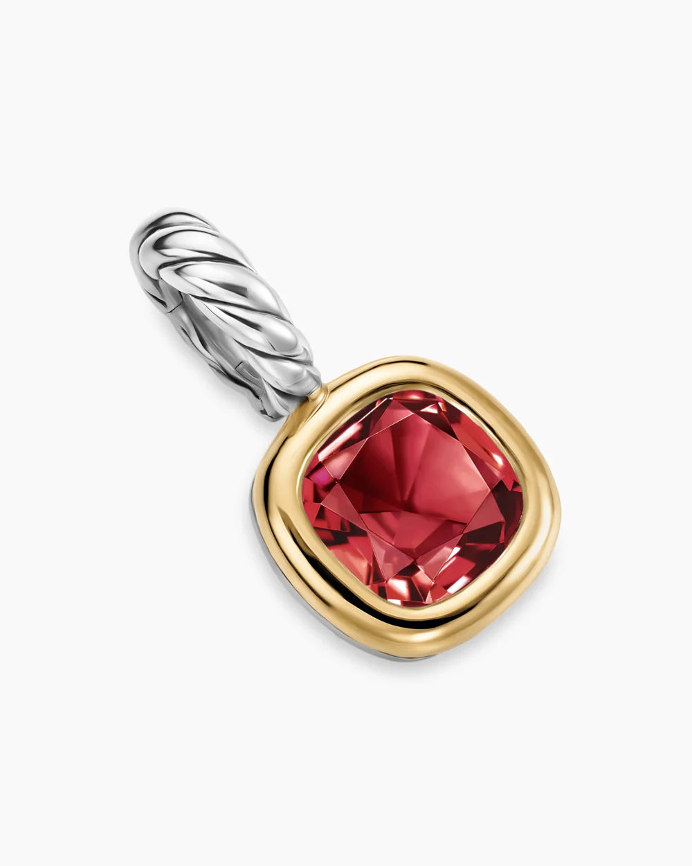 MINI CUSHION CUT AMULET Sterling Silver with 14K Yellow Gold and Rhodolite Garnet, 5.5mm