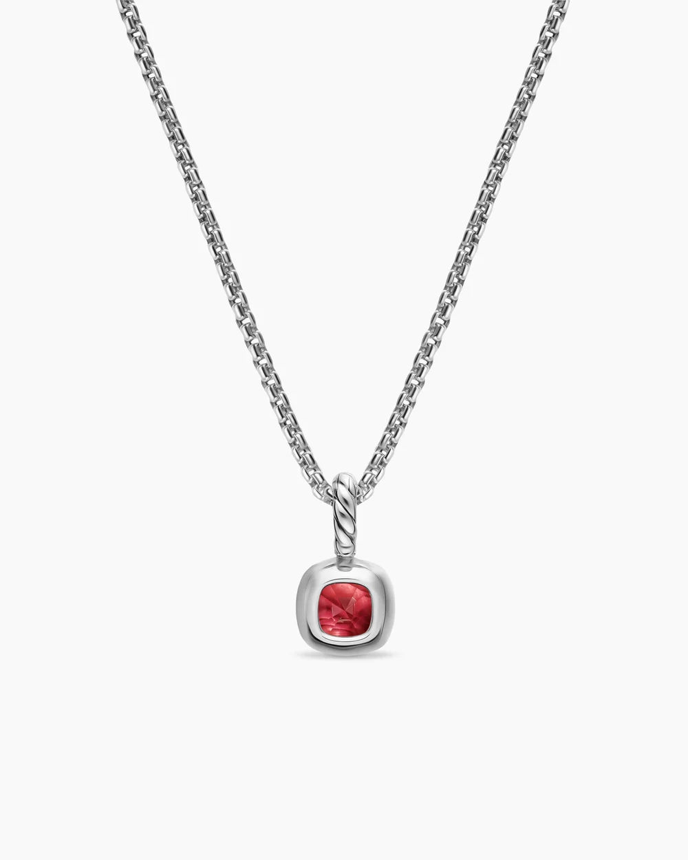 MINI CUSHION CUT AMULET Sterling Silver with 14K Yellow Gold and Rhodolite Garnet, 5.5mm