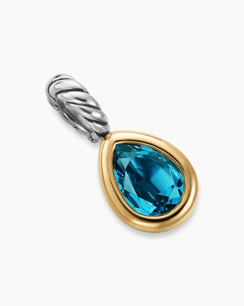 MINI PEAR CUT AMULET Sterling Silver with 14K Yellow Gold and Hampton Blue Topaz, 11mm