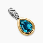 MINI PEAR CUT AMULET Sterling Silver with 14K Yellow Gold and Hampton Blue Topaz, 11mm