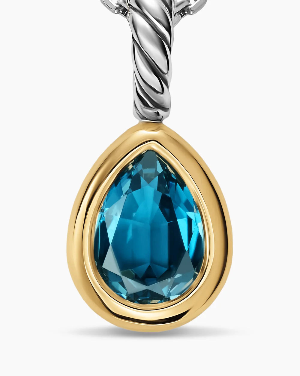 MINI PEAR CUT AMULET Sterling Silver with 14K Yellow Gold and Hampton Blue Topaz, 11mm