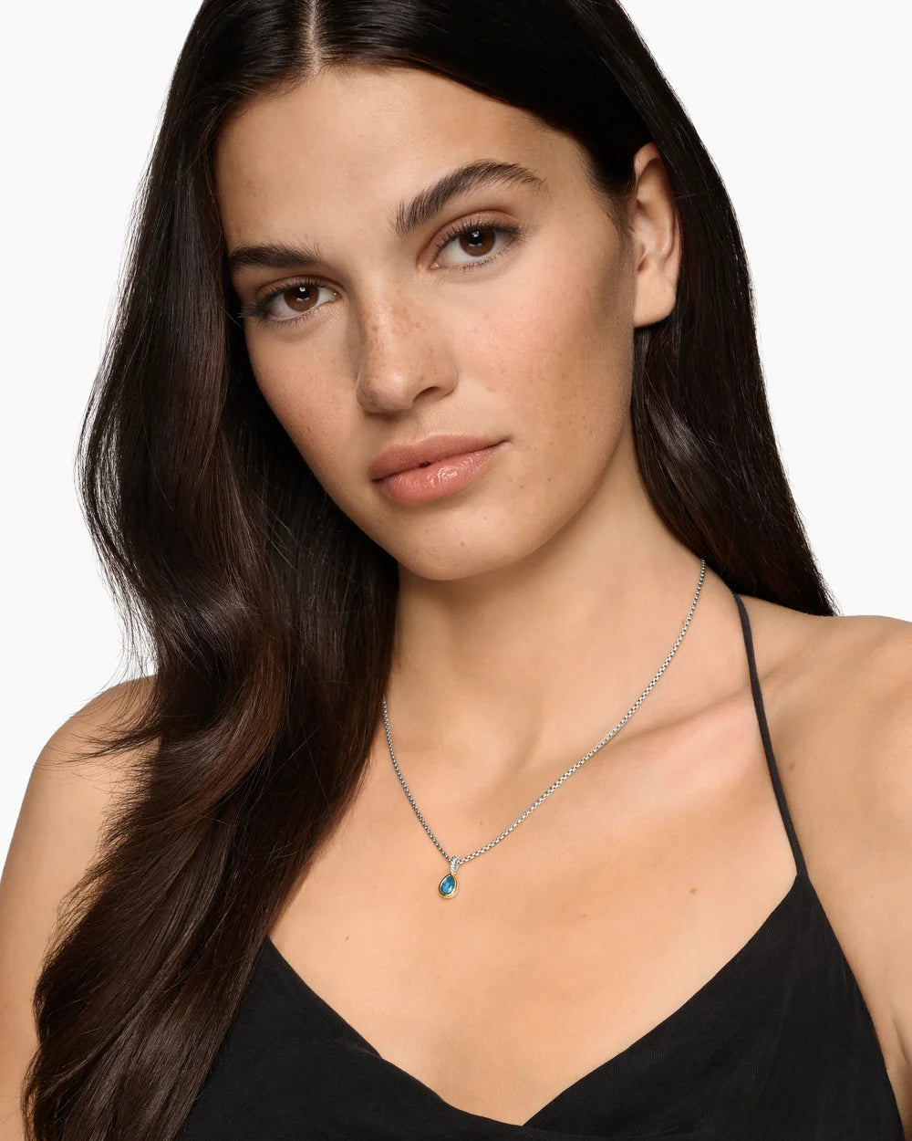 MINI PEAR CUT AMULET Sterling Silver with 14K Yellow Gold and Hampton Blue Topaz, 11mm