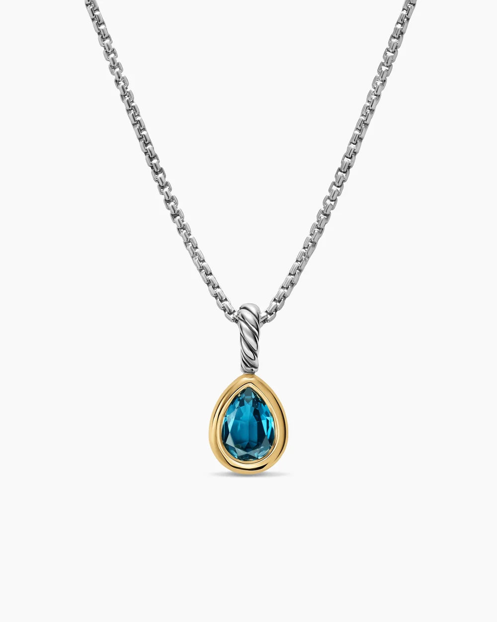 MINI PEAR CUT AMULET Sterling Silver with 14K Yellow Gold and Hampton Blue Topaz, 11mm