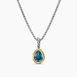 MINI PEAR CUT AMULET Sterling Silver with 14K Yellow Gold and Hampton Blue Topaz, 11mm