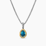 MINI PEAR CUT AMULET Sterling Silver with 14K Yellow Gold and Hampton Blue Topaz, 11mm