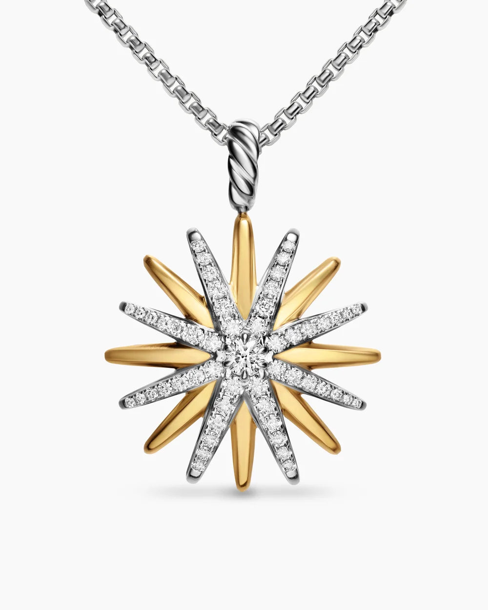 STARBURST AMULET Sterling Silver with 18K Yellow Gold with Diamonds, 25mm