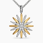 STARBURST AMULET Sterling Silver with 18K Yellow Gold with Diamonds, 25mm