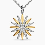 STARBURST AMULET Sterling Silver with 18K Yellow Gold with Diamonds, 25mm