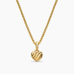 PETITE PUFFY CABLE HEART AMULET 18K Yellow Gold, 7.4mm