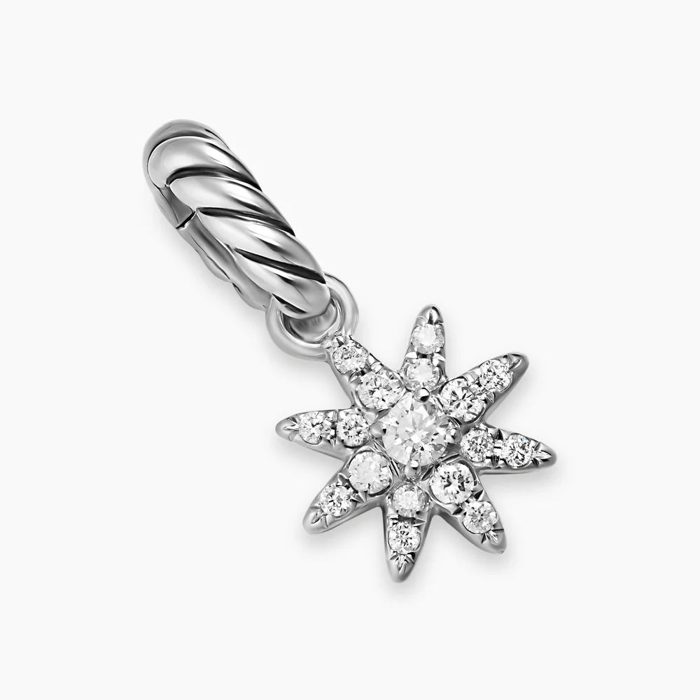 PETITE STARBURST AMULET Sterling Silver with Full Pavé Diamonds, 10mm