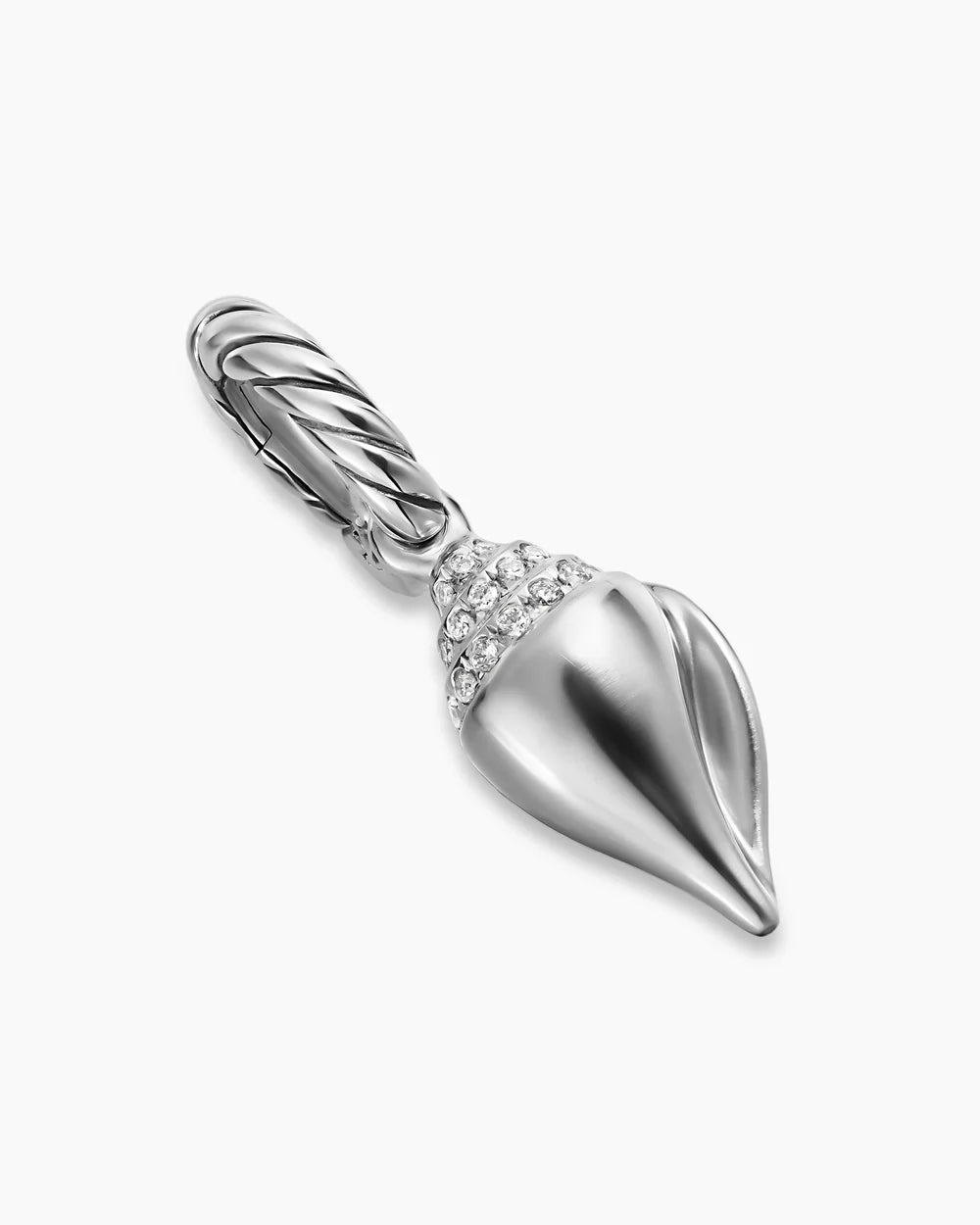 PETITE PAVÉ SHELL AMULET Sterling Silver with Diamonds, 15mm