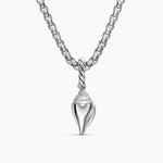 PETITE PAVÉ SHELL AMULET Sterling Silver with Diamonds, 15mm