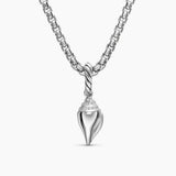 PETITE PAVÉ SHELL AMULET Sterling Silver with Diamonds, 15mm
