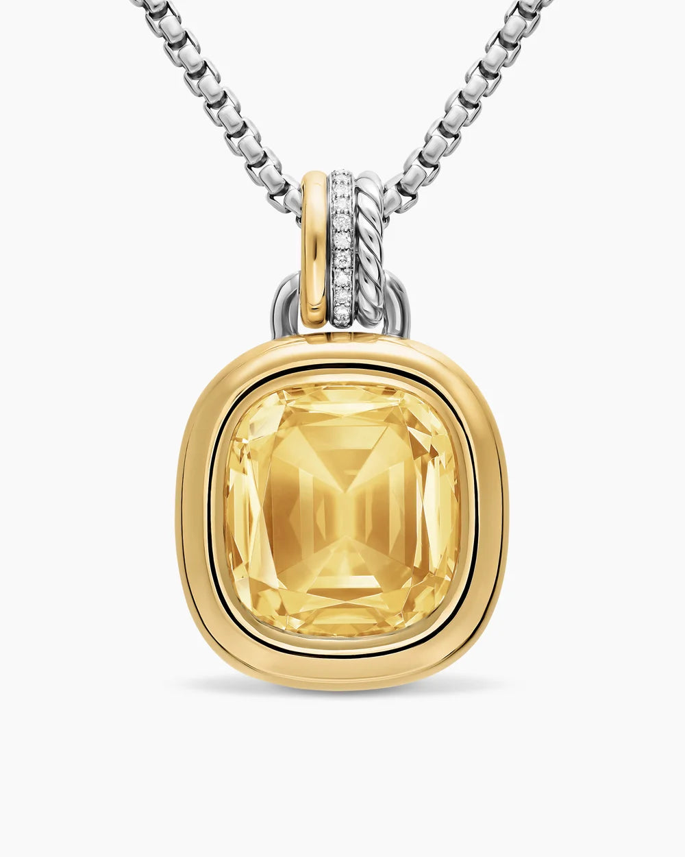 DY MERCER® COLOR AMULET Sterling Silver with 18K Yellow Gold, Champagne Citrine and Diamonds, 17mm