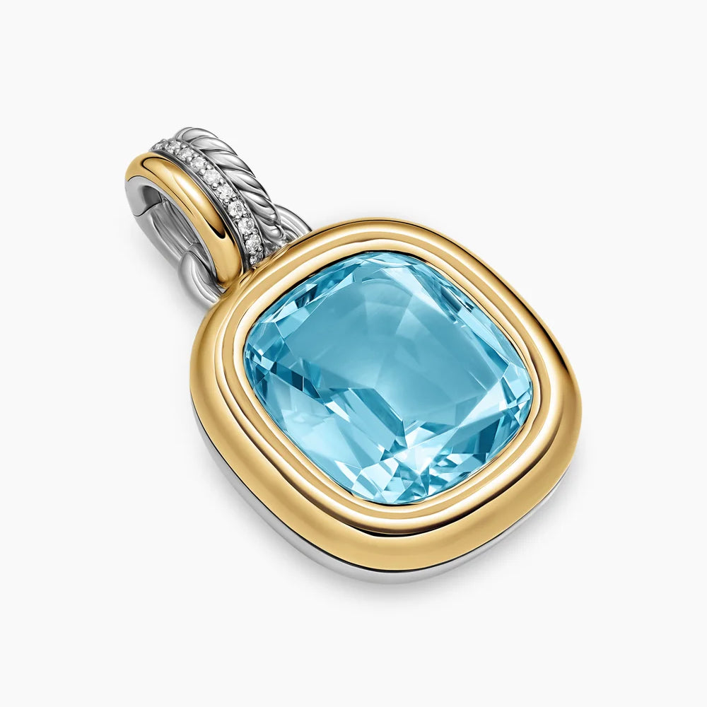 DY MERCER® COLOR AMULET Sterling Silver with 18K Yellow Gold, Sky Blue Topaz and Diamonds, 17mm
