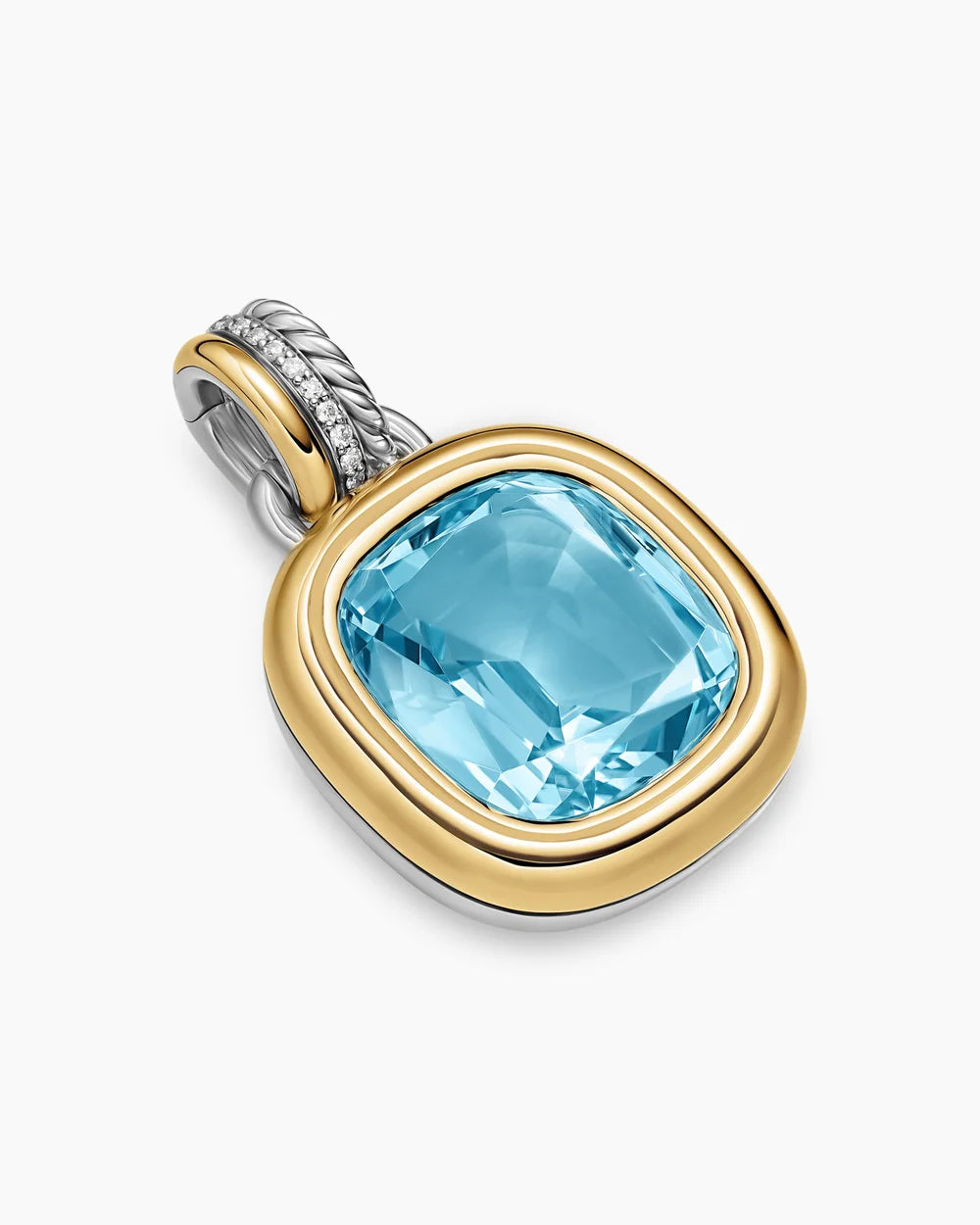DY MERCER® COLOR AMULET Sterling Silver with 18K Yellow Gold, Sky Blue Topaz and Diamonds, 17mm