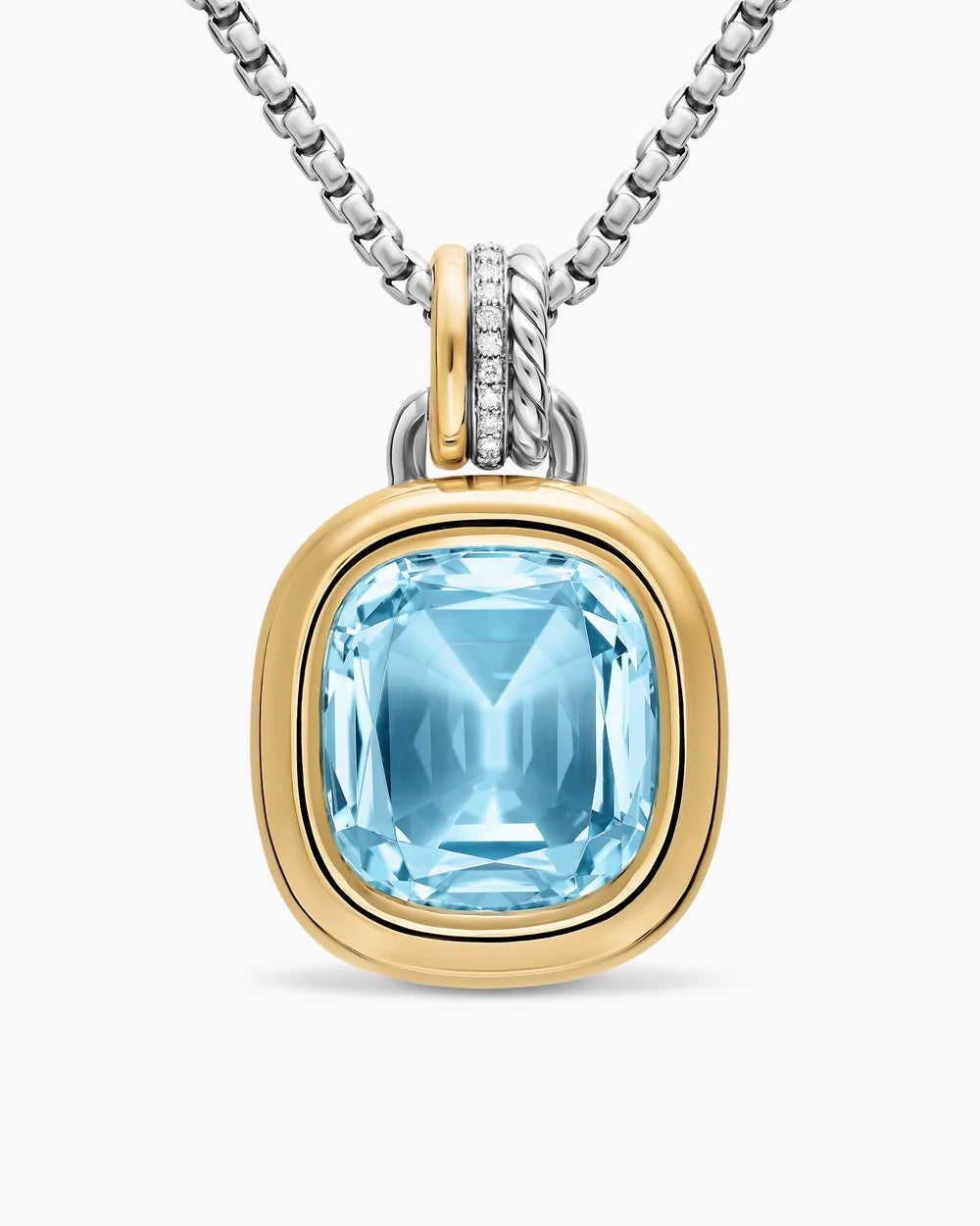 DY MERCER® COLOR AMULET Sterling Silver with 18K Yellow Gold, Sky Blue Topaz and Diamonds, 17mm