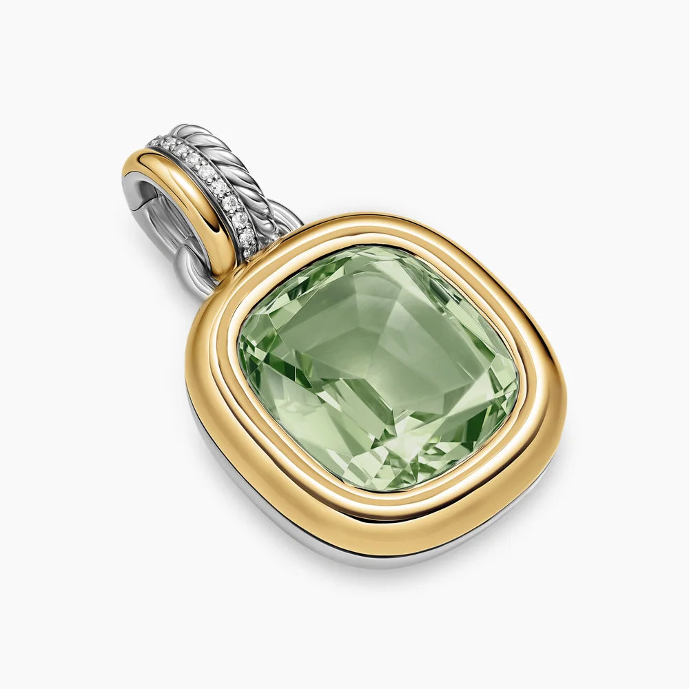 DY MERCER® COLOR AMULET Sterling Silver with 18K Yellow Gold, Prasiolite and Diamonds, 17mm